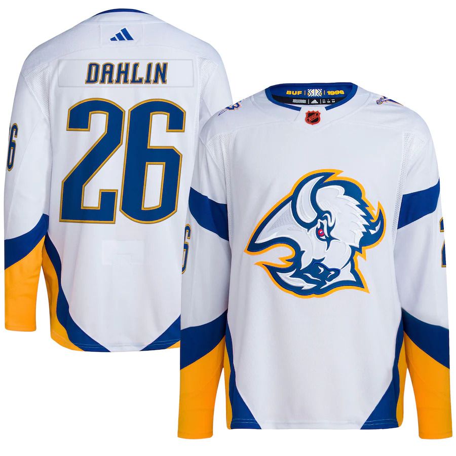 Men Buffalo Sabres #26 Rasmus Dahlin Adidas White Reverse Retro Authentic Player 2022 NHL Jersey